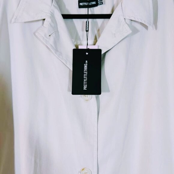 Pretty Little Thing Oversized Relaxed Fit Tan Trench Coat w/o Belt Size 10 - Picture 7 of 8